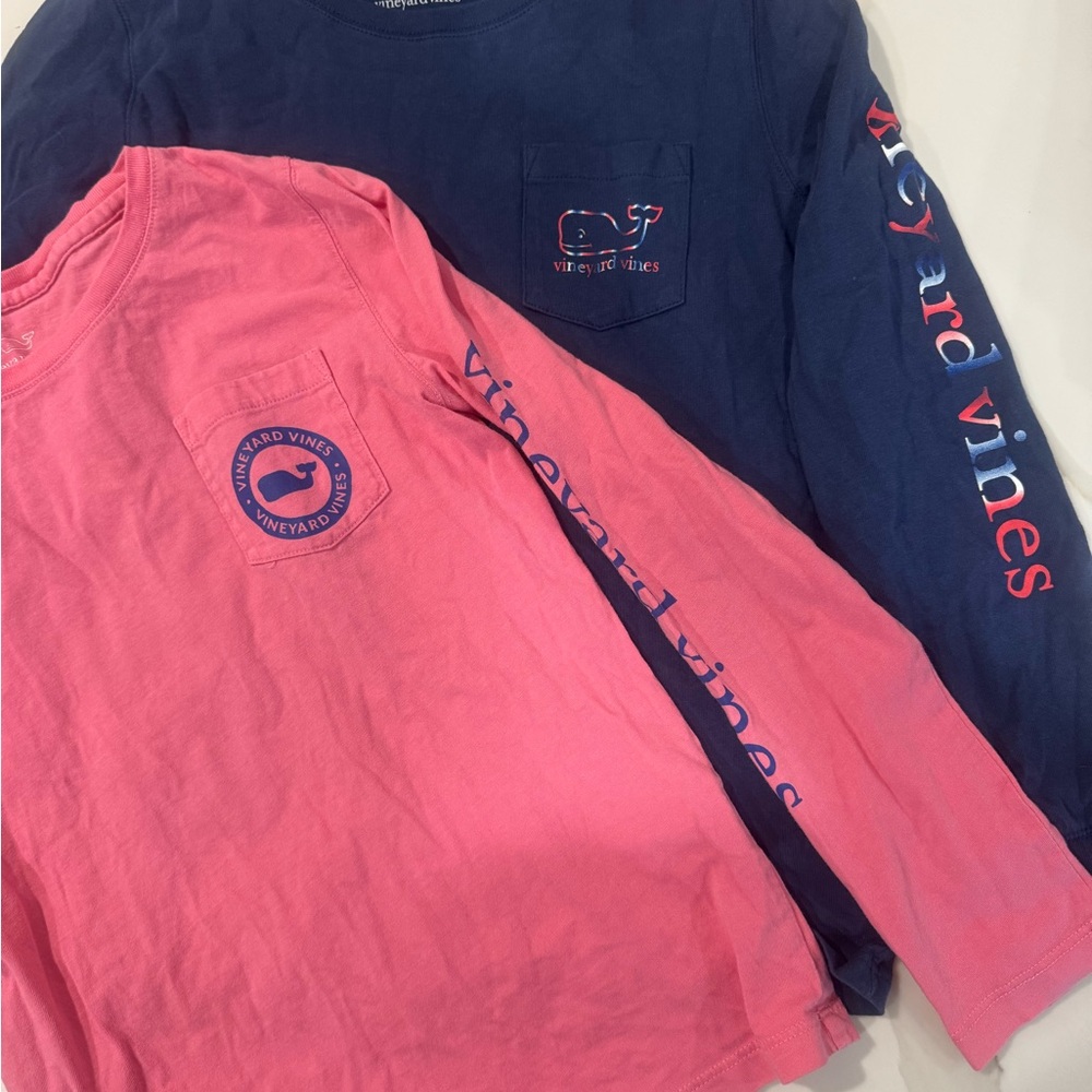 Vineyard Vines Kids' Pink and Navy Long Sleeve Tees